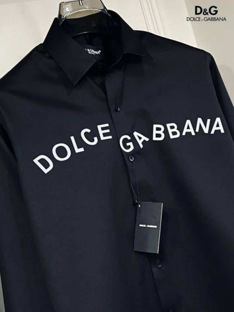 Dolce&Gabbana Black Reflective Logo Shirt With Premium BoX Packing