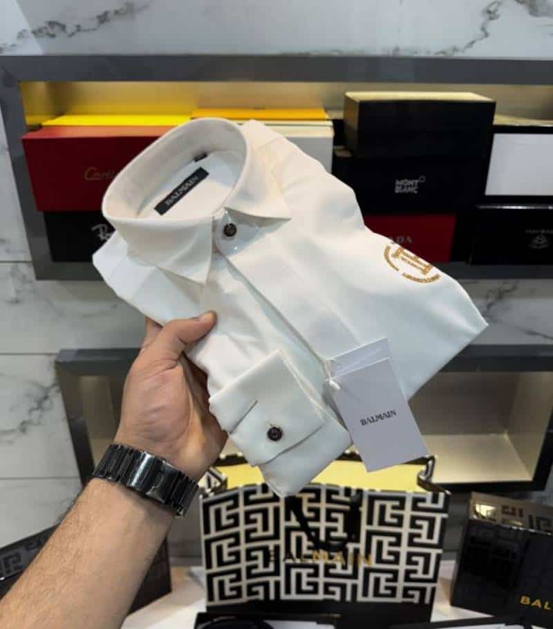 Balmai n Paris White 2 Imported Shirt With Premium Box Packing And Carry Bag Main image