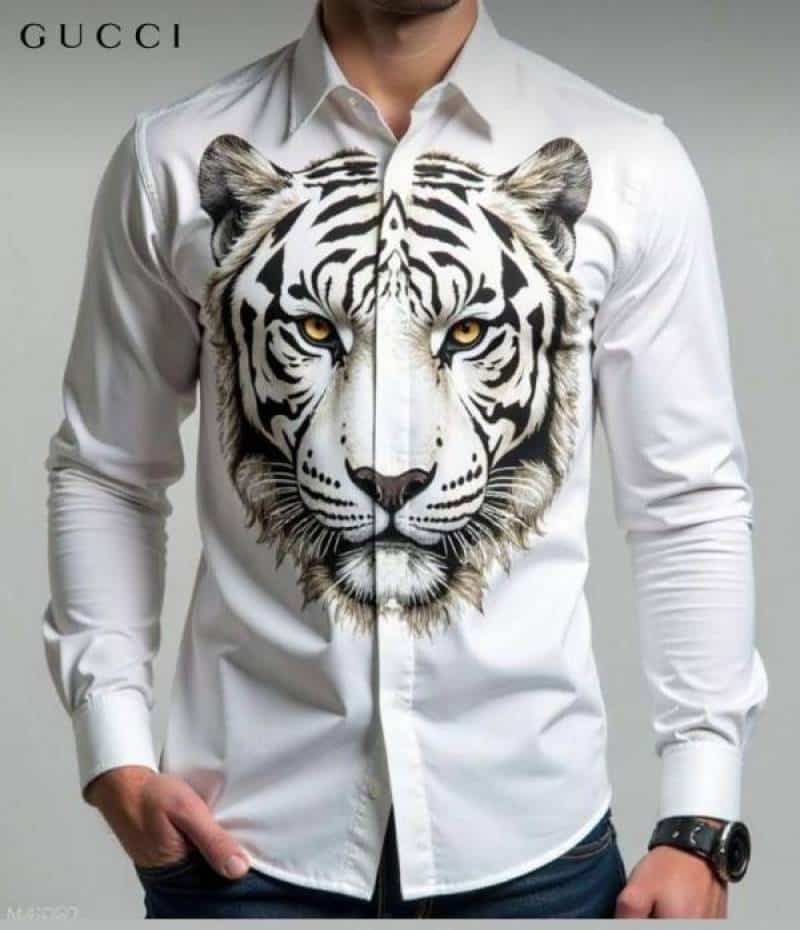 Gucc i White Designer Shirt With bo..X  Packing
