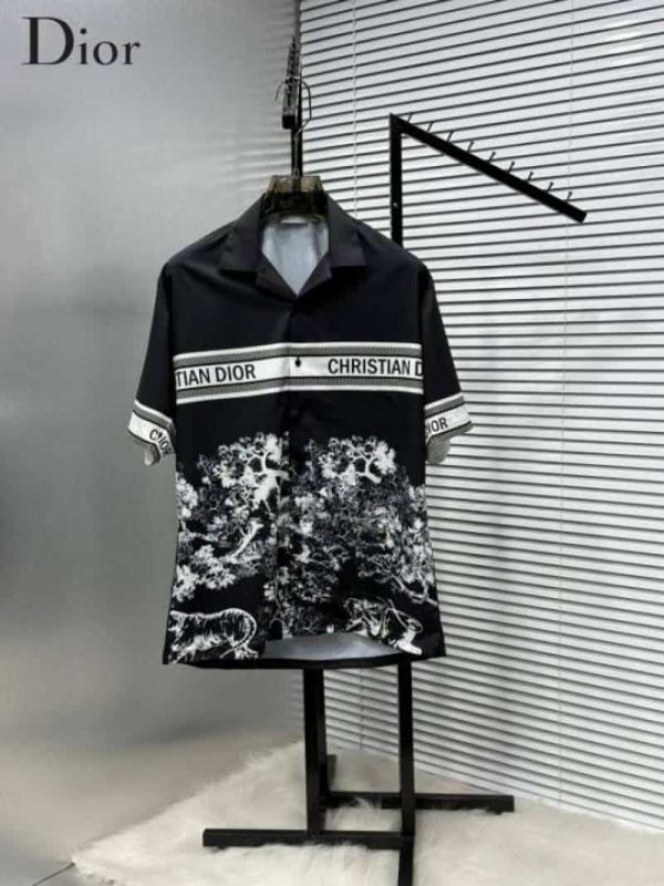Christian Dio r Black Printed Premium Half Shirt With Box Packing