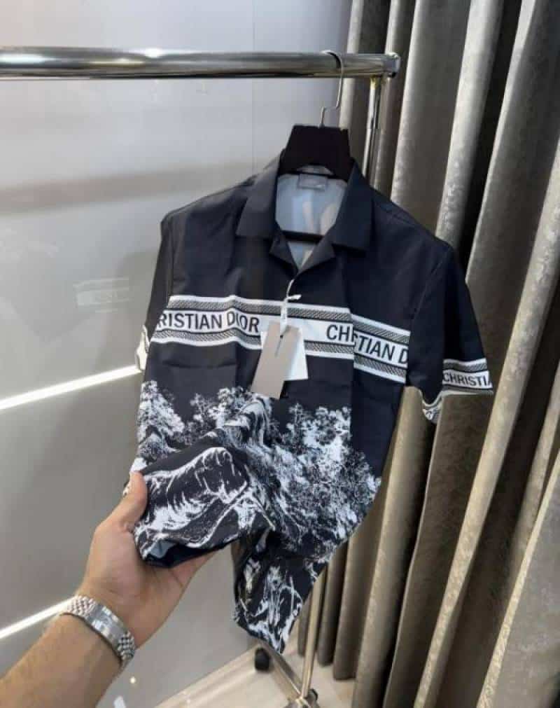 Christian Dio r Black Printed Premium Half Shirt With Box Packing