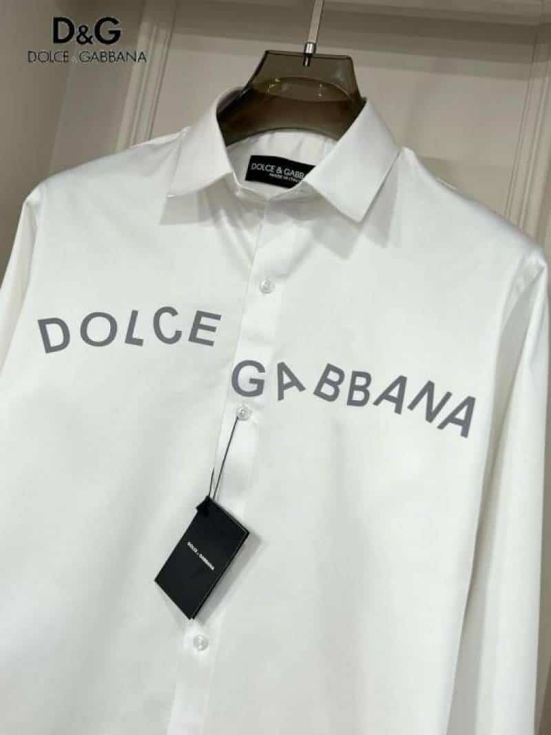 Dolce &Gabbana White Reflective Logo Shirt With Premium Box Packing