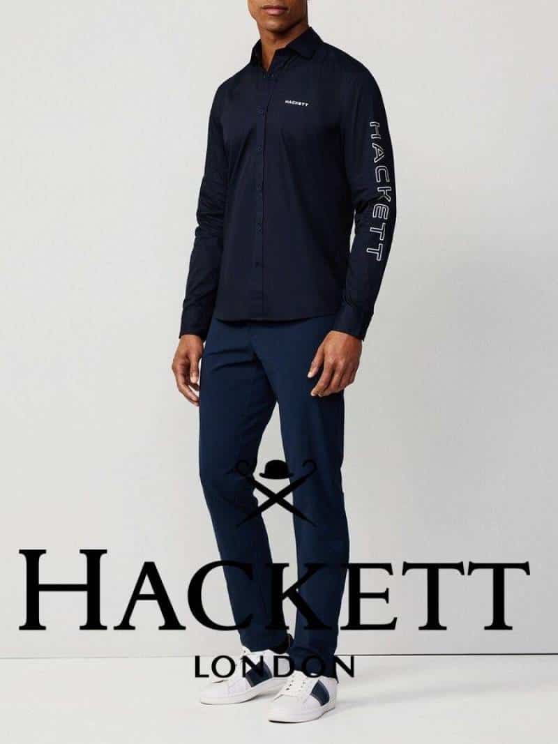 Hacket Londo n Navy Blue Logo Print Premium Shirt