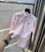 Ami Paris Pink StriPes Embroidery Logo Premium Shirt