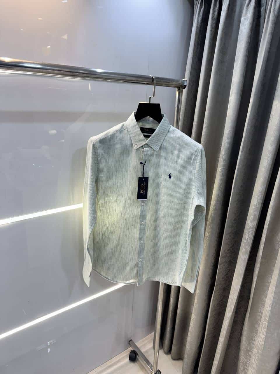 Ralph Laure n Aqua Green S+R..ipes Premium Linen Shirt