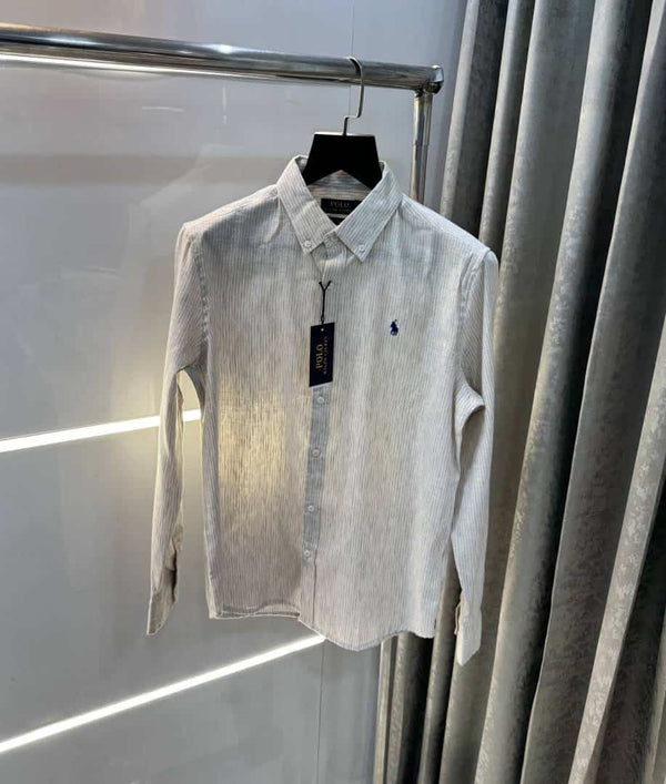 Ralph  Lauren Beige Strappies Premium Linen Shirt