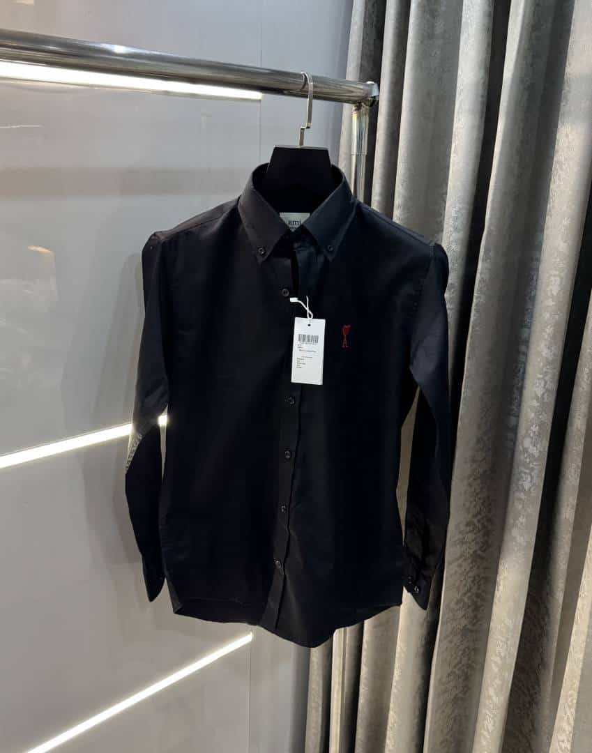 Ami Paris Black Embroidery Logo Premium Shirt