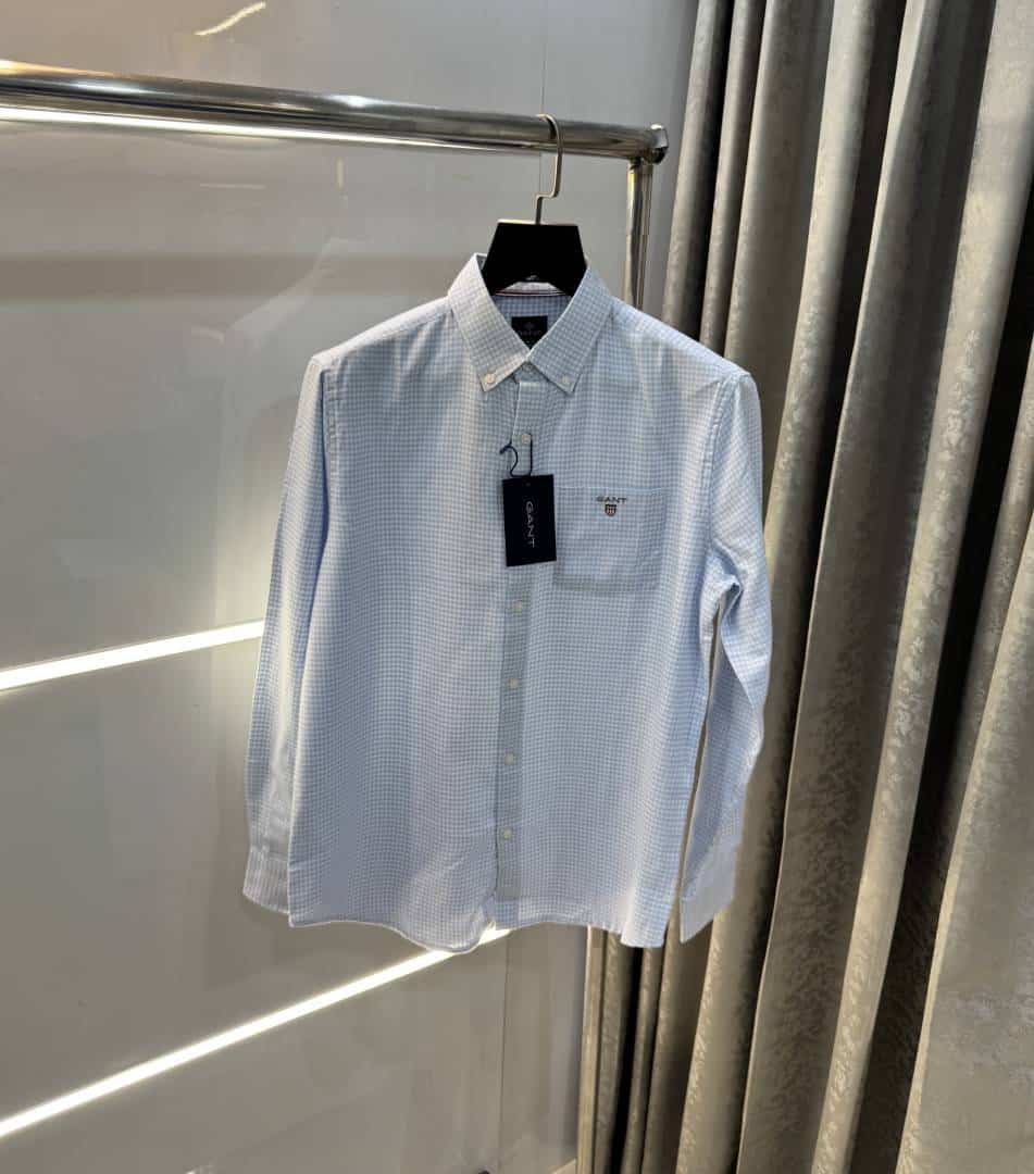 Gant Sky Blue Small Checks Premium Classic Shirt Secondary image