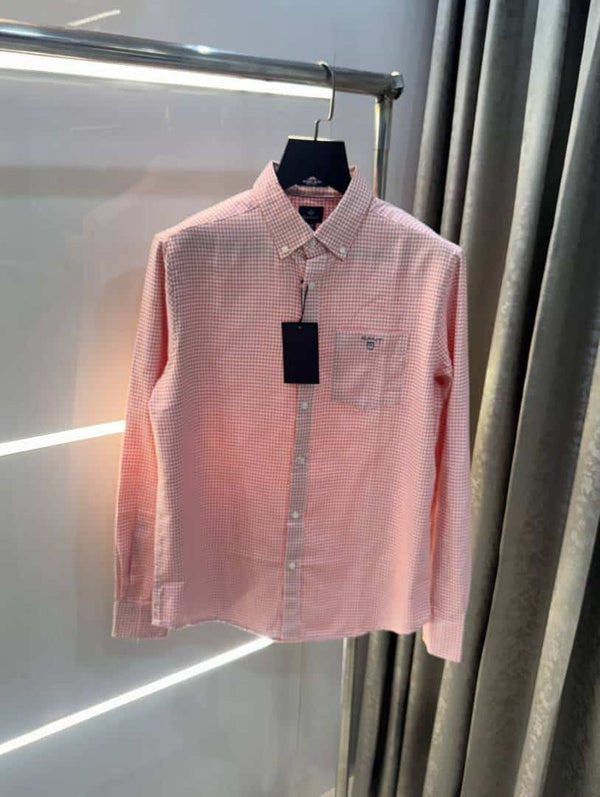 Gan t Pink Small Checks Premium Classic Shirt
