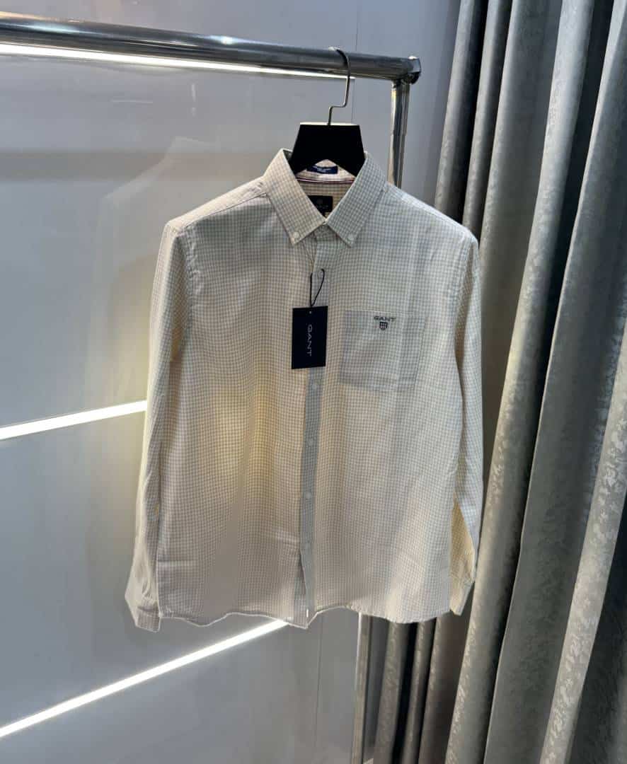 Gant Cream Small Checks Premium Classic Shirt