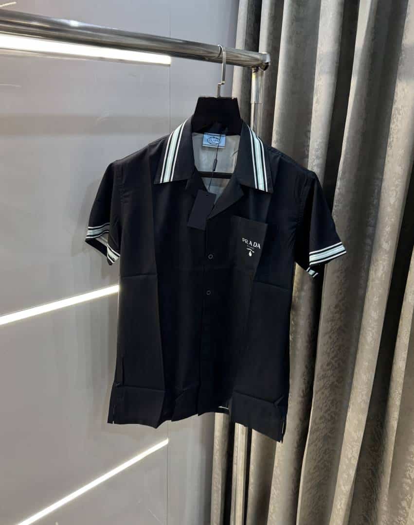 Prad a Milano Black Printed Imported Half Shirt