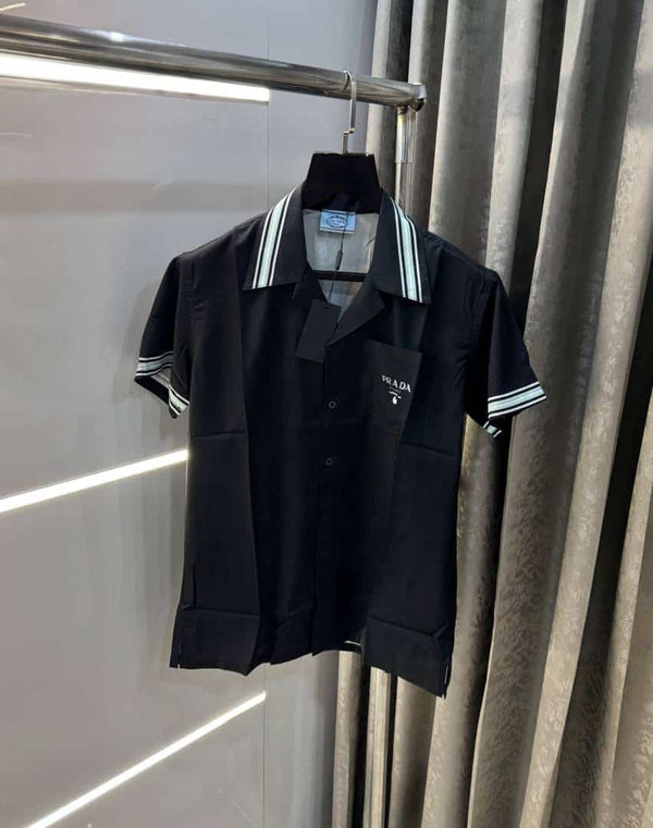 Prad a Milano Black Printed Imported Half Shirt