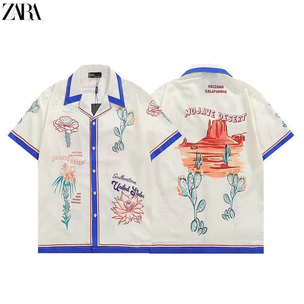 Zar a Cream Printed Imported Half Shirt