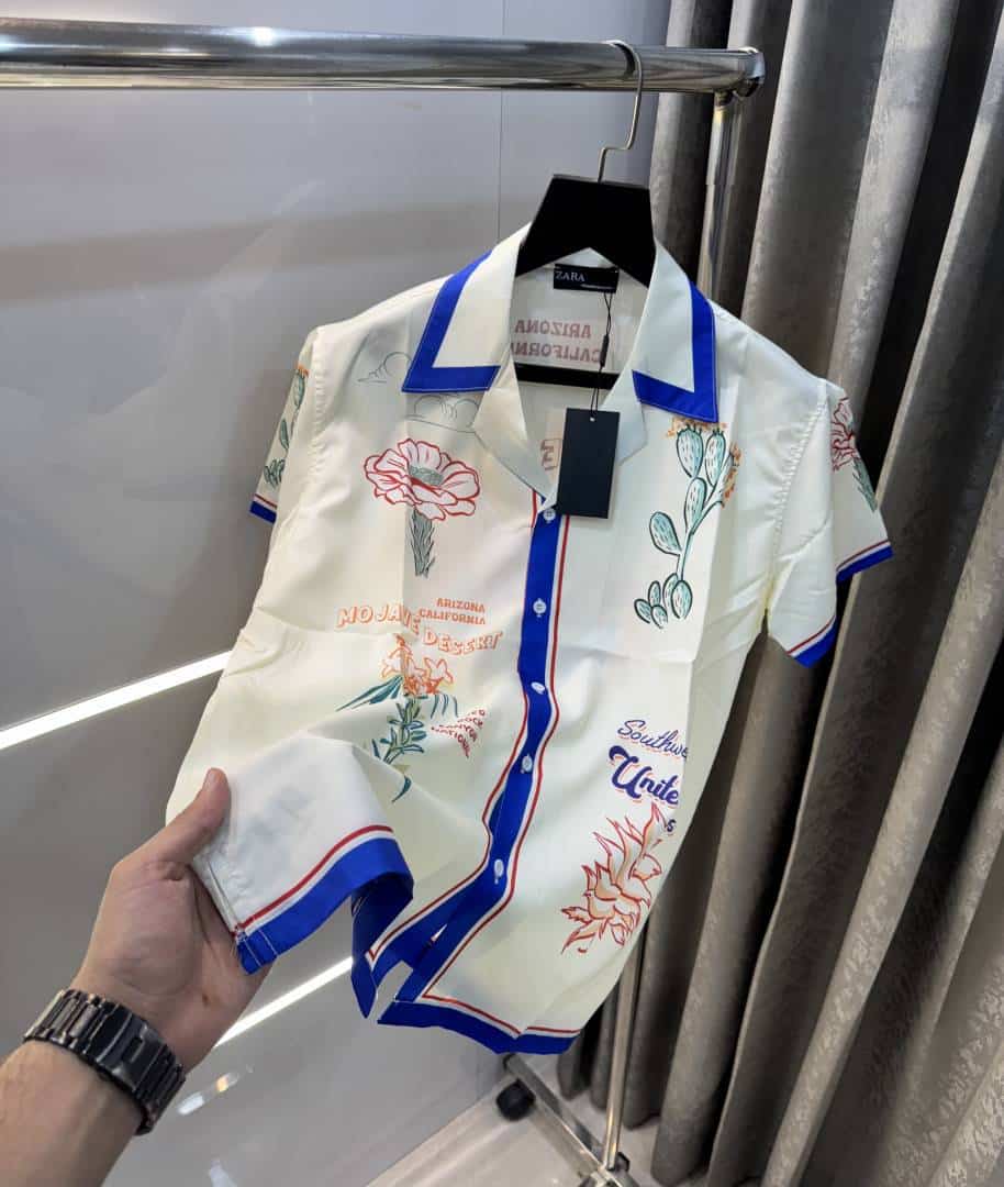 Zar a Cream Printed Imported Half Shirt Secondary image