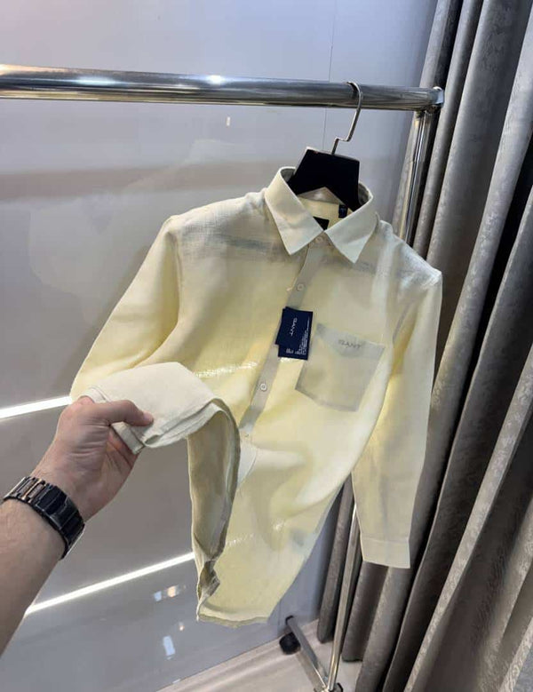 Gan t Butter Yellow Premium Classic Linen Shirt