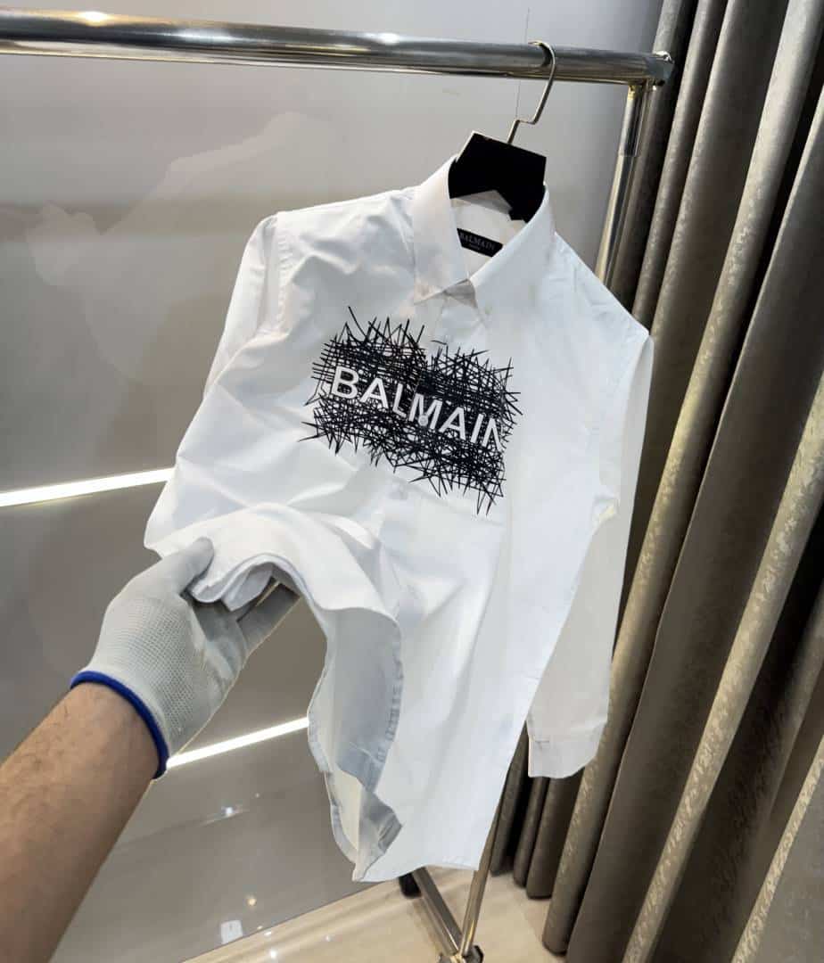 Balmai n Paris White Logo print Premium Shirt