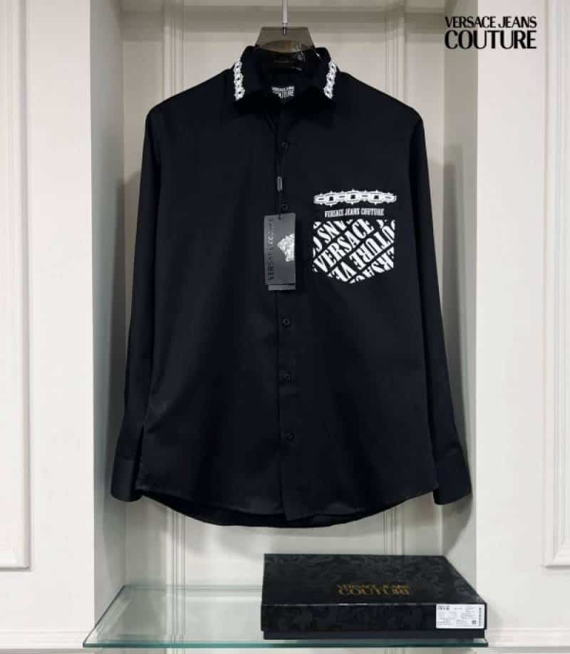 Versac e Black Printed Premium Shirt With Bo-x Packing And Carry Bag