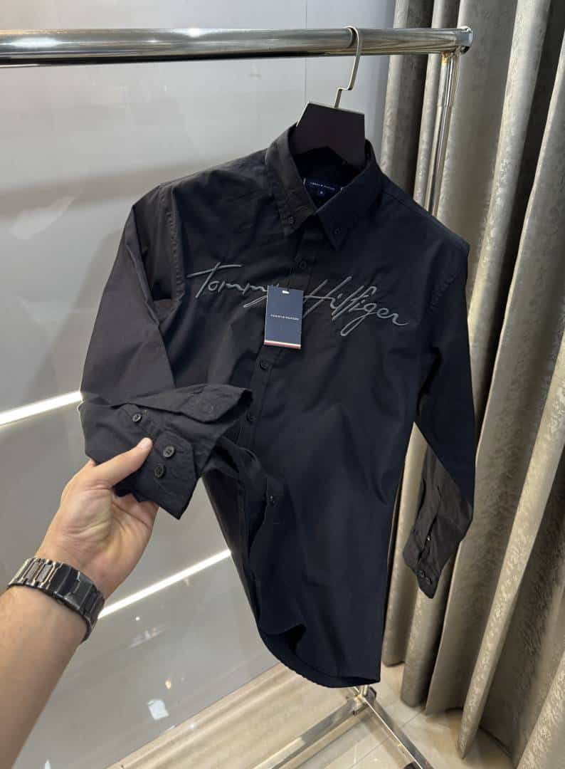 Tomm y Hilfiger Black Embroidery Work Premium Shirt Main image