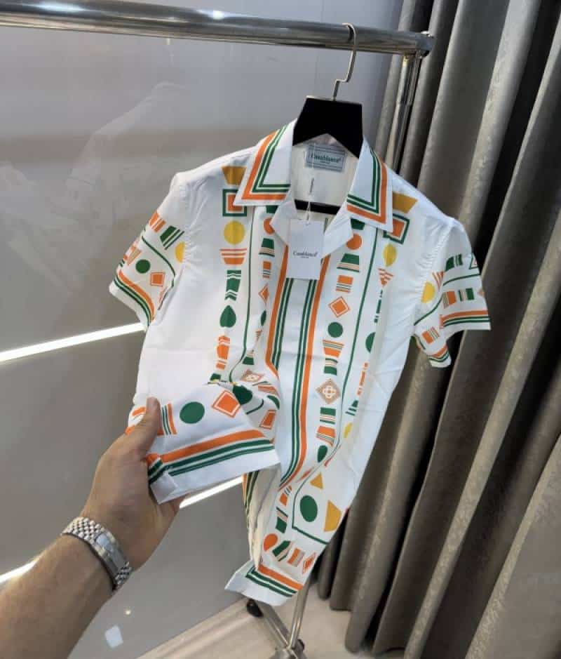 Casablanca White Printed Imported Half Shirt