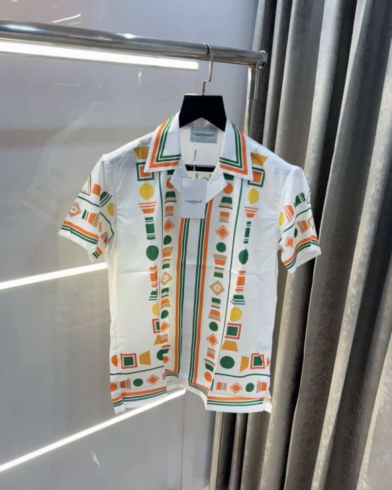 Casablanca White Printed Imported Half Shirt