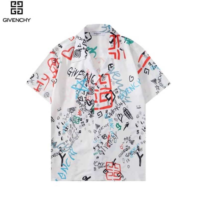 Givench y White Printed Imported Half Shirt