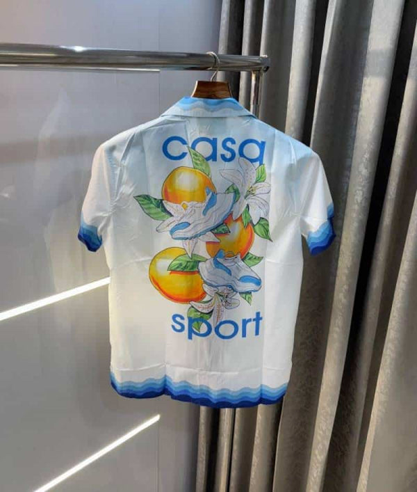 Casablanc a White Printed Imported Half Shirt