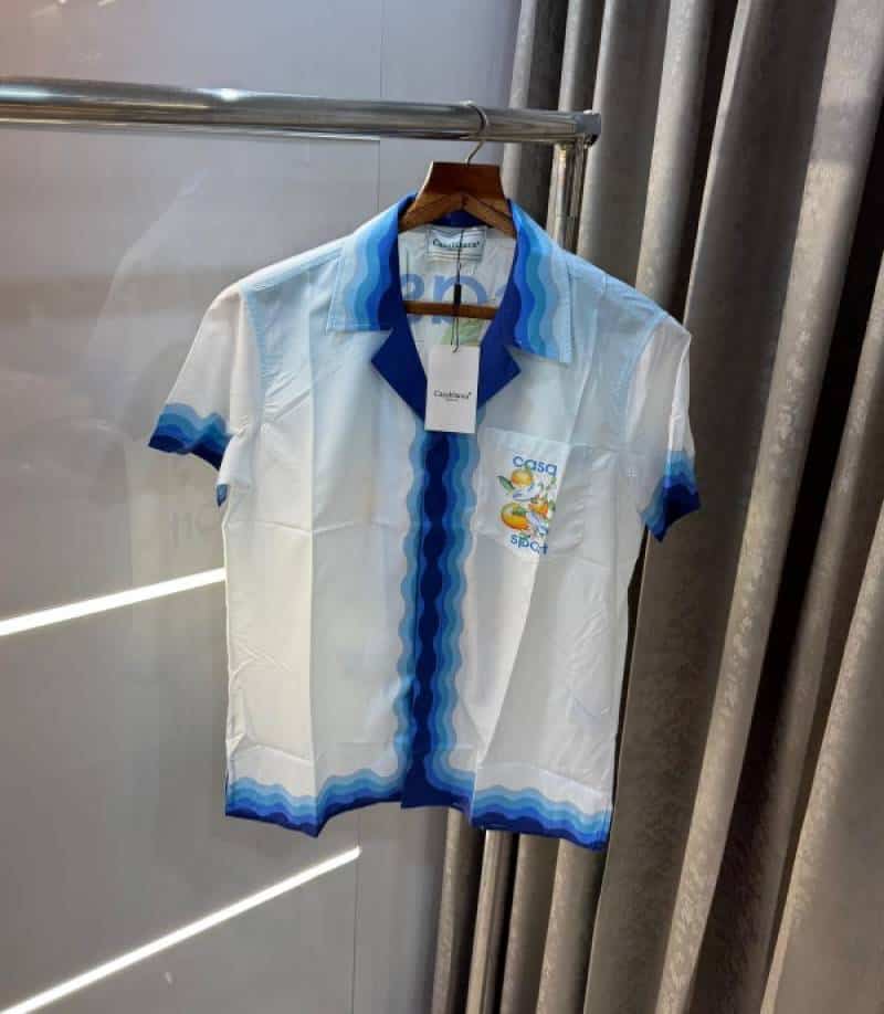 Casablanc a White Printed Imported Half Shirt