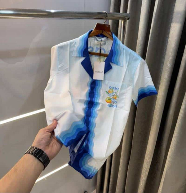 Casablanc a White Printed Imported Half Shirt