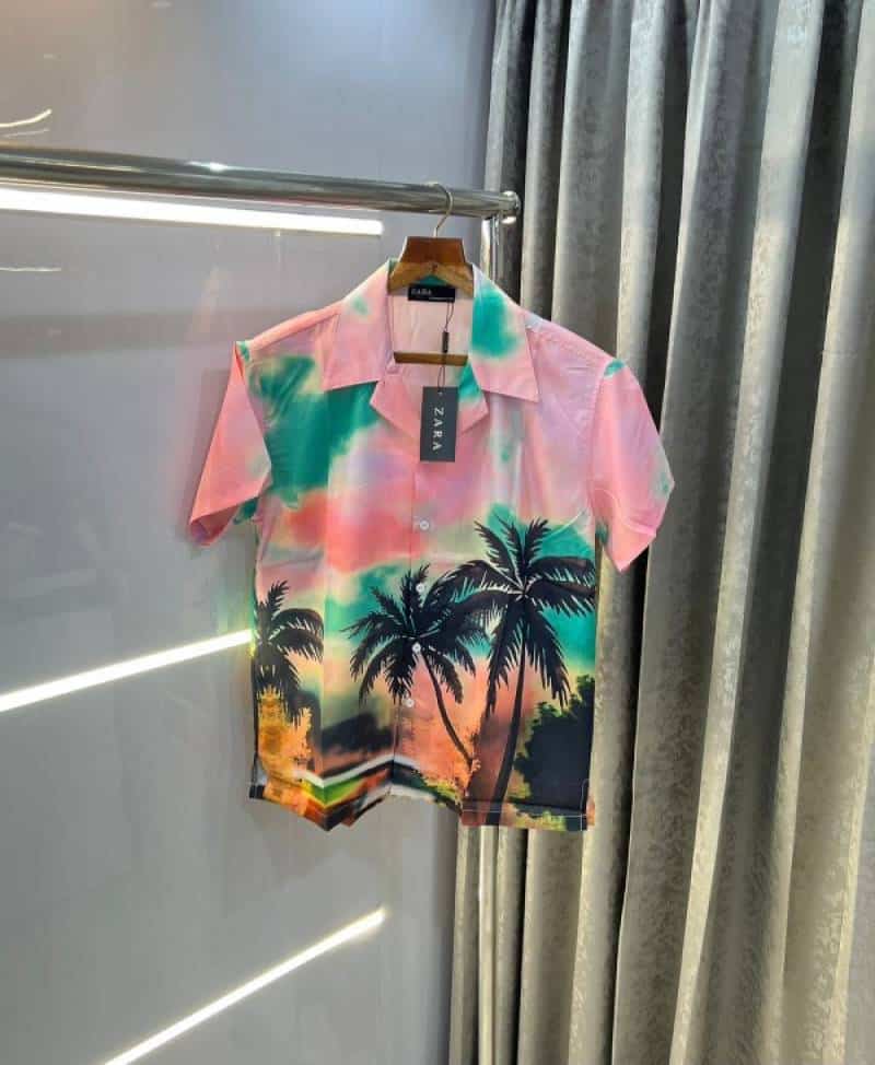 Zar a pink all over printed imported half shirt Secondary image
