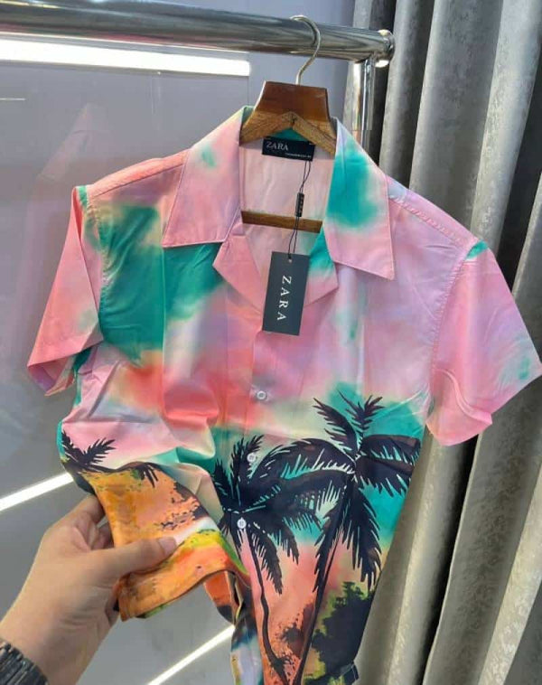 Zar a pink all over printed imported half shirt