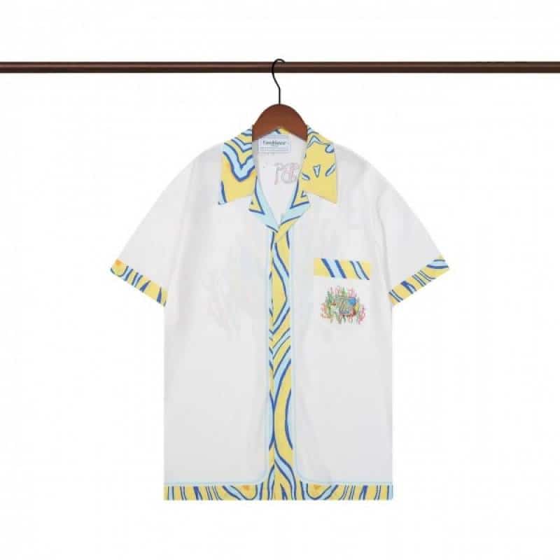 Casablanc a White Printed Imported Half Shirt