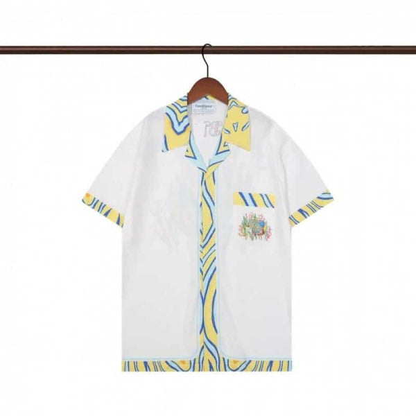 Casablanc a White Printed Imported Half Shirt
