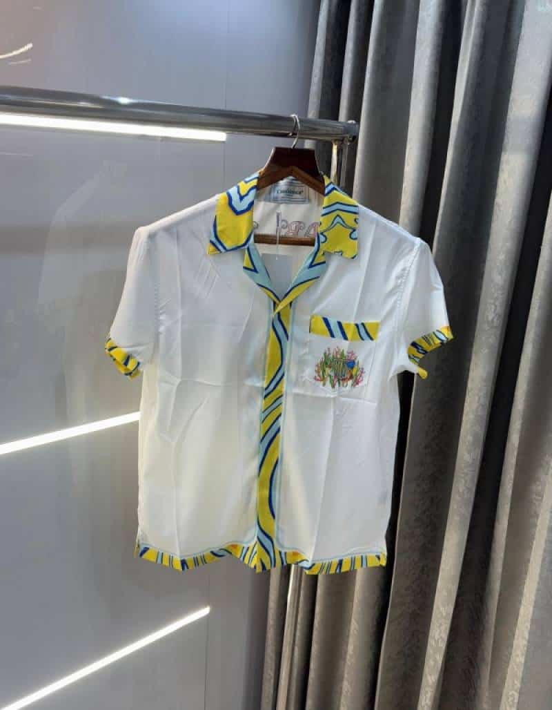 Casablanc a White Printed Imported Half Shirt