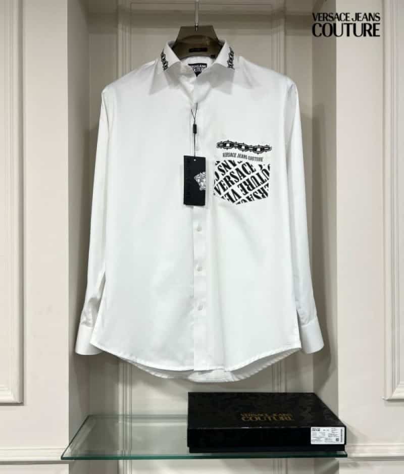 Versace White Printed Premium Shirt With Box Packing And Carry Bag Main image