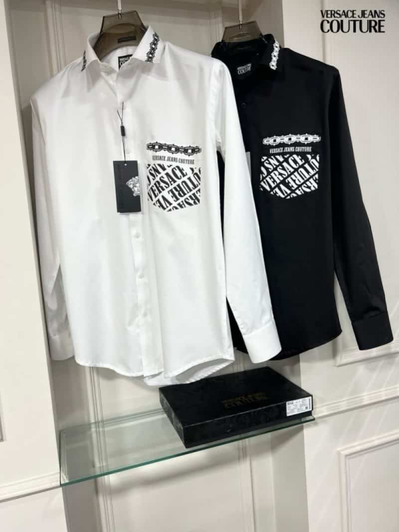 Versace White Printed Premium Shirt With Box Packing And Carry Bag Secondary image