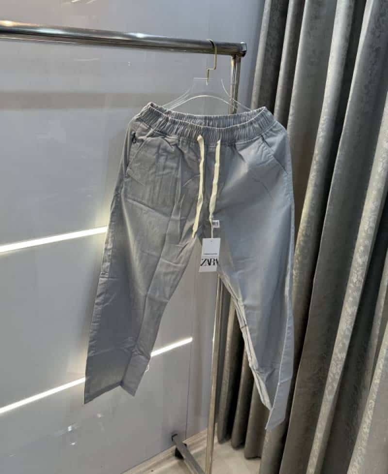 Zar a Grey Linen Premium Track Pants Main image
