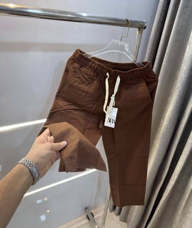 Zar a Brown Linen Premium Track Pants