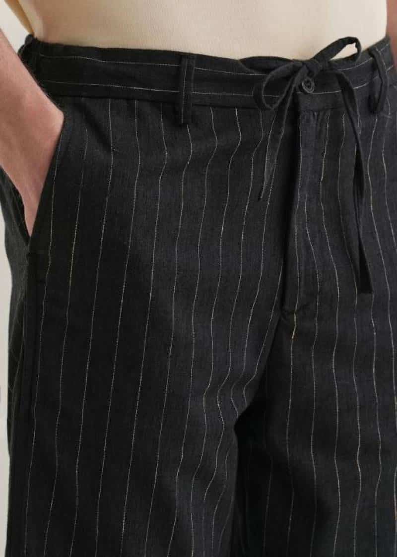 Zar a  Black Stipies Premium Classic Linen Pant