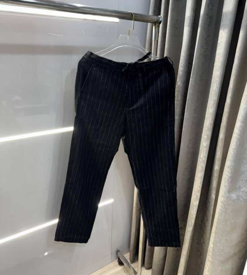 Zar a  Black Stipies Premium Classic Linen Pant
