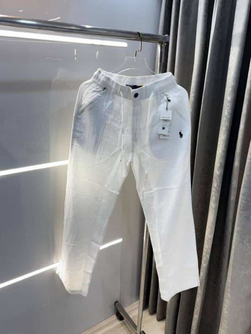 Ralp  Lauren White Premium Linen TrackPant