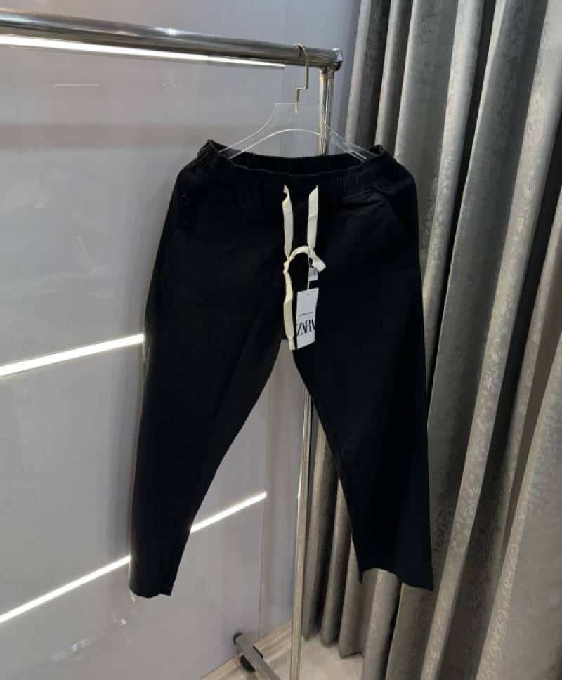 Zar a Black Linen Premium Track Pants Main image