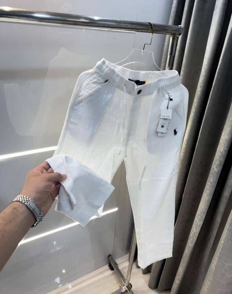 Ralp  Lauren White Premium Linen TrackPant