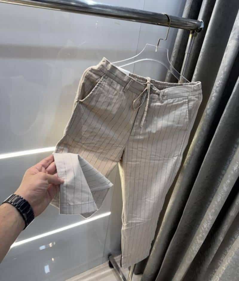 Zar a Cream StrIpEs Premium Classic Linen Pant Secondary image