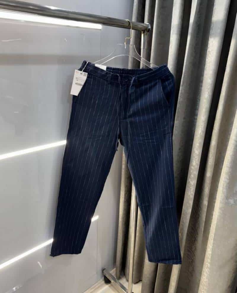 Zar a Navy Blue STR..IPEs Premium Classic Linen Pant