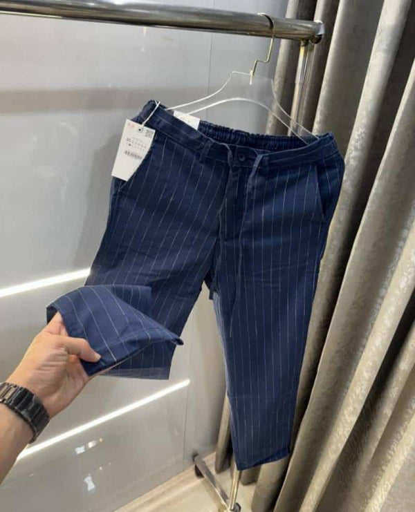 Zar a Navy Blue STR..IPEs Premium Classic Linen Pant