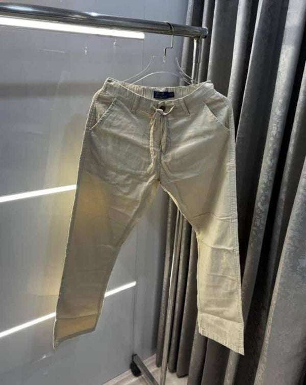 Ralp  Lauren Cream Premium Cotton Linen TrackPant