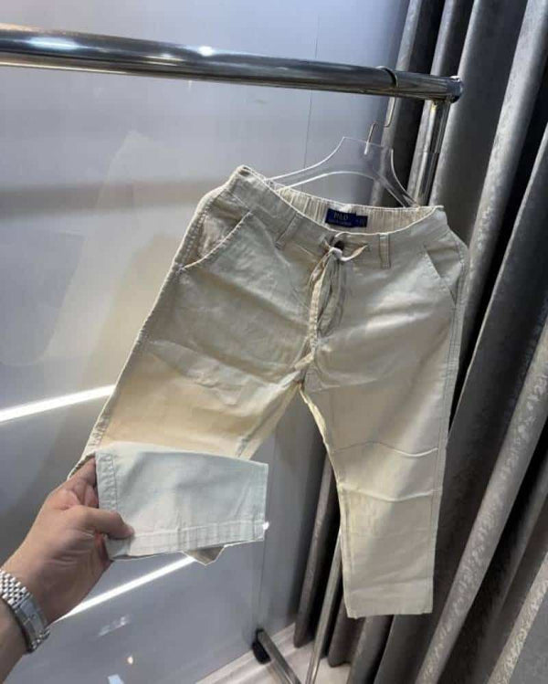 Ralp  Lauren Cream Premium Cotton Linen TrackPant