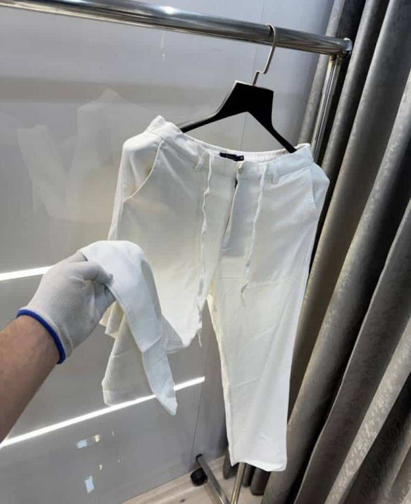 Ralp  Lauren  White Premium Pure Linen Trousers