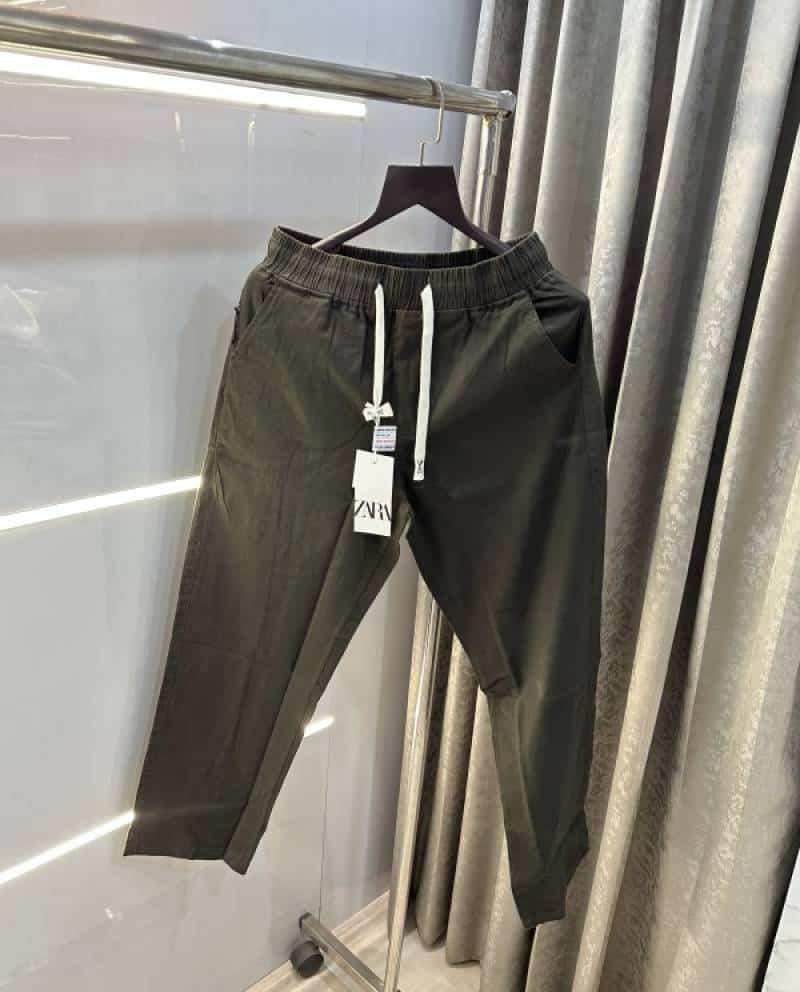Zar a Bottle Green 3 Premium Linen Track Pants