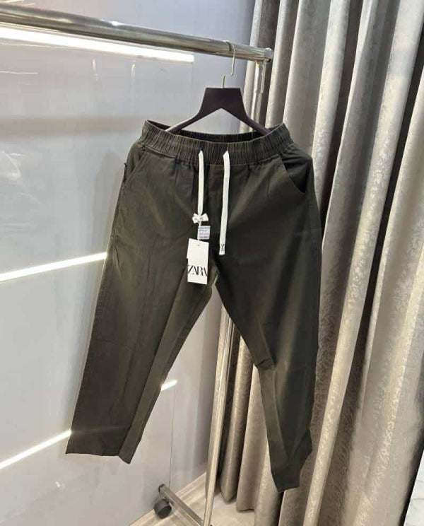 Zar a Bottle Green 3 Premium Linen Track Pants